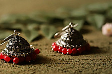 धरा ✽ Antique Finish White Metal ✽ Earring { 5 }
